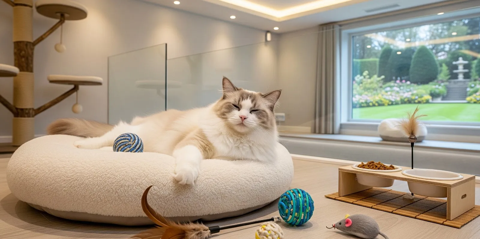 Gato descansando en la residencia felina